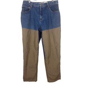 Columbia Brush Jeans Mens Size 34 2 Tone Reinforced Canvas Denim Work Pa…